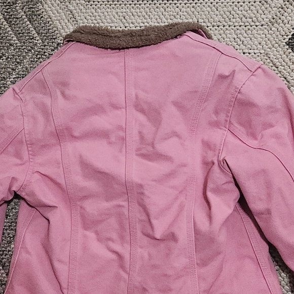 Vintage Women's Pink Carhartt Brown Sherpa-Lined Jacket Coat - Picture 11 of 15